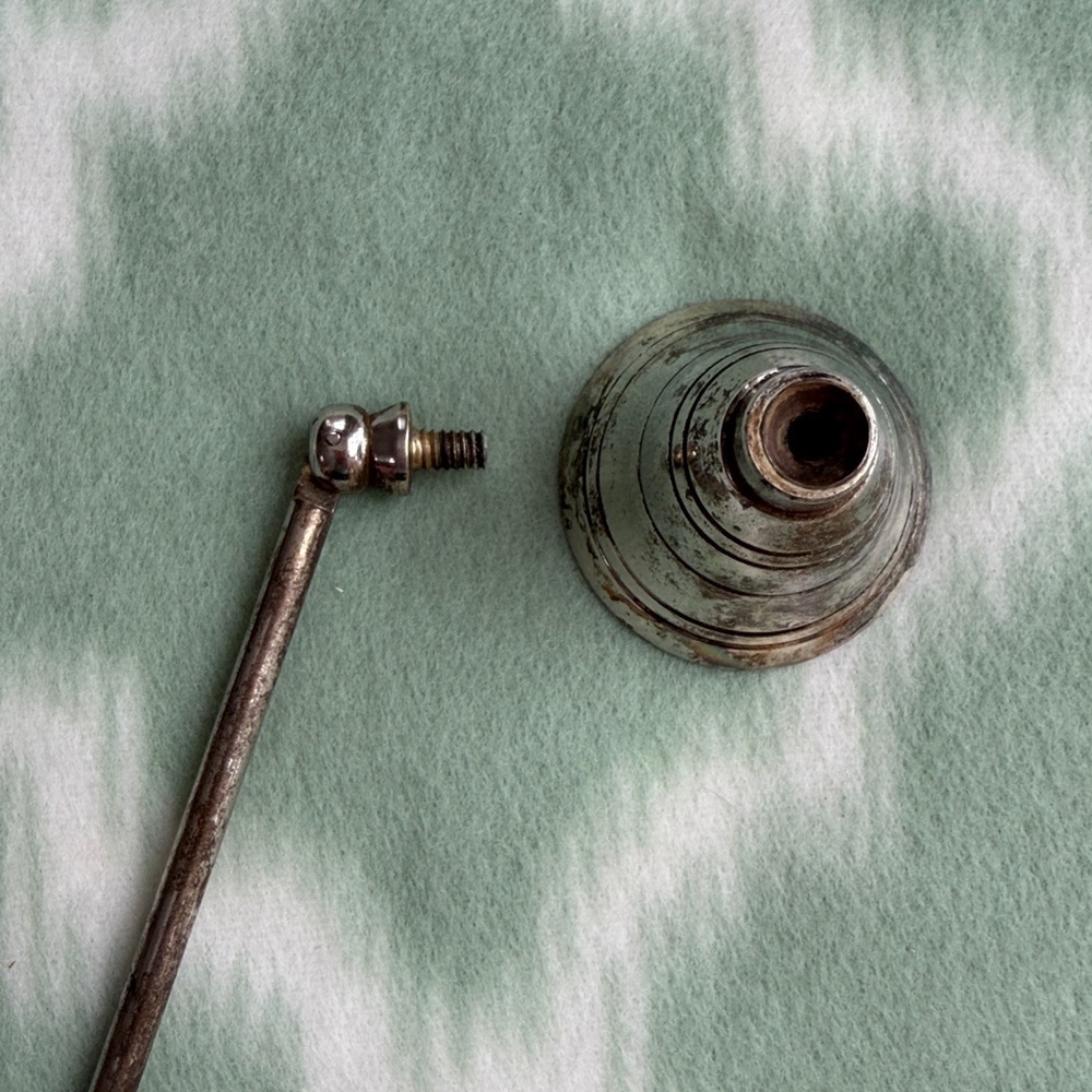 Vintage Silver Candle Snuffer with multi color rhinestone embellishment Handle - Picture 8 of 8